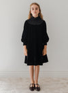 Petite Amalie Black Velvet Shirred Dress