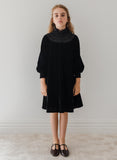 Petite Amalie Black Velvet Shirred Dress