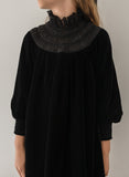 Petite Amalie Black Velvet Shirred Dress