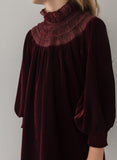 Petite Amalie Burgundy Velvet Shirred Dress