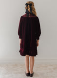 Petite Amalie Burgundy Velvet Shirred Dress