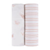 Ely's and Co 2pk Pink Butterfly/Stripe Swaddle