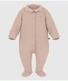 Petit Bateau Light Pink Velour Collar Footie