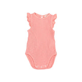 Buho Peachy Pink Rib Ruffle Bodysuit