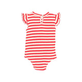 Buho Stripe Coral Red Rib Bodysuit