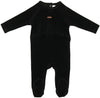 Lil Leg Black Velour Tab Footie