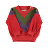 Piupiuchick Red w/ Multicolor Triangle Print Terry Sweatshirt