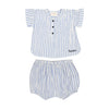 Louis Louise Navy Crepe Stripe Short and Bloomer Set