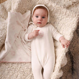 Bubani Velour Girl Embroider Bunny Footie/Hat