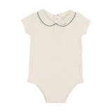 Lilette White/Navy Edge Collar Onesie