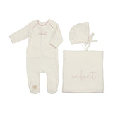 Mon Tresor Ivory/Rose Enfant Scripted Layette Set