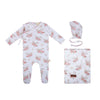 Citrine Pink/White Vintage Floral Bunch Layette Set