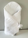 Petit Laure Linen White Baby Wrap with Bow