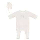 Bubani Velour Boy Embroider Bunny Footie/Hat