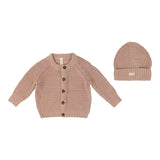 Lilette Peach Chunky Knit Cardigan/Beanie