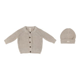 Lilette Natural Taupe Chunky Knit Cardigan/Beanie