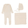 Lilette Milk Taupe Print Pointelle Wrap Layette Set