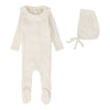 Lilette Milk Fine Pointelle Ruffle Footie/Bonnet