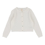 Analogie White Knit Pointelle Cardigan