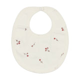 Coton Pom Ivory/Red Winter Flower Bib