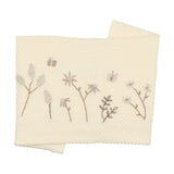 Inimini Ivory/Sand Chunky Knit Embroidered Flowers Blanket