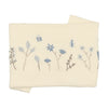 Inimini Ivory/Blue Chunky Knit Embroidered Flowers Blanket