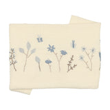 Inimini Ivory/Blue Chunky Knit Embroidered Flowers Blanket