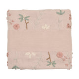 Inimini Pink Knit Embroidered Flowers Blanket