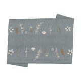 Inimini Blue Knit Embroidered Flowers Blanket