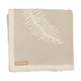 Inimini Ivory/Sand Leaves Print Flat Knit Blanket