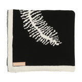 Inimini Black/White Leaves Print Flat Knit Blanket