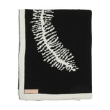 Inimini Black/White Leaves Print Flat Knit Blanket