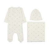 Coton Pom Ivory/Blue Little Bird Layette Set