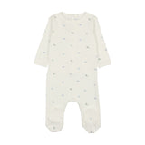 Coton Pom Ivory/Blue Little Bird Footie