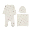 Coton Pom Ivory/Red Winter Flowers Layette Set