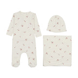 Coton Pom Ivory/Red Winter Flowers Layette Set