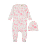 Mema Knit Pink Toile Footie and Beanie