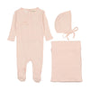 Mema Knit Peach Dust Pointelle Heart Layette Set