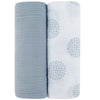 Ely's and Co 2pk Blue/Dotty Swaddle