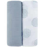 Ely's and Co 2pk Blue/Dotty Swaddle