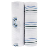 Ely's and Co 2pk Blue Rainbow/Stripe Swaddle