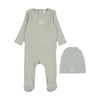 Lilette Seafoam Pointelle Bebe Footie/Hat