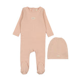 Lilette Shell Pink Pointelle Bebe Footie/Hat