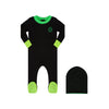 Little Parni Black/Green Heartlock Footie and Beanie