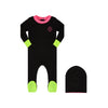 Little Parni Black/Pink Heartlock Footie and Beanie