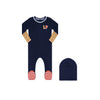 Little Parni Navy Varsity Footie and Beanie