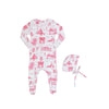 Little Parni Ivory/Pink Toile Footie and Beanie