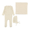 Lilette Milk Rose Print Pointelle Wrap Layette Set