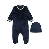 Pouf Midnight Blue Velour Varsity Footie