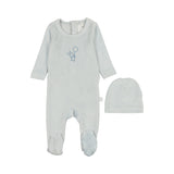 Pouf Light Blue Velour Bunny Footie